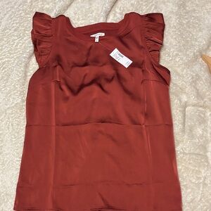 Women's Ruffled Sleeve Top - Rust